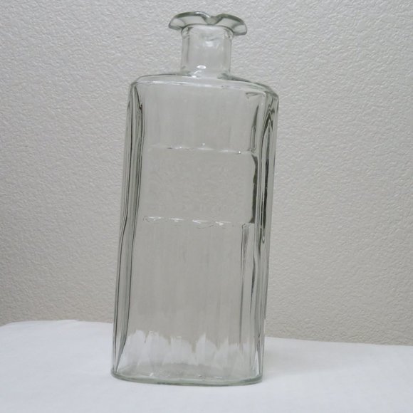 Vintage Apothecary Bottle Empty Clear Glass Rectangular Ribbed Glass Decanter - Picture 2 of 12
